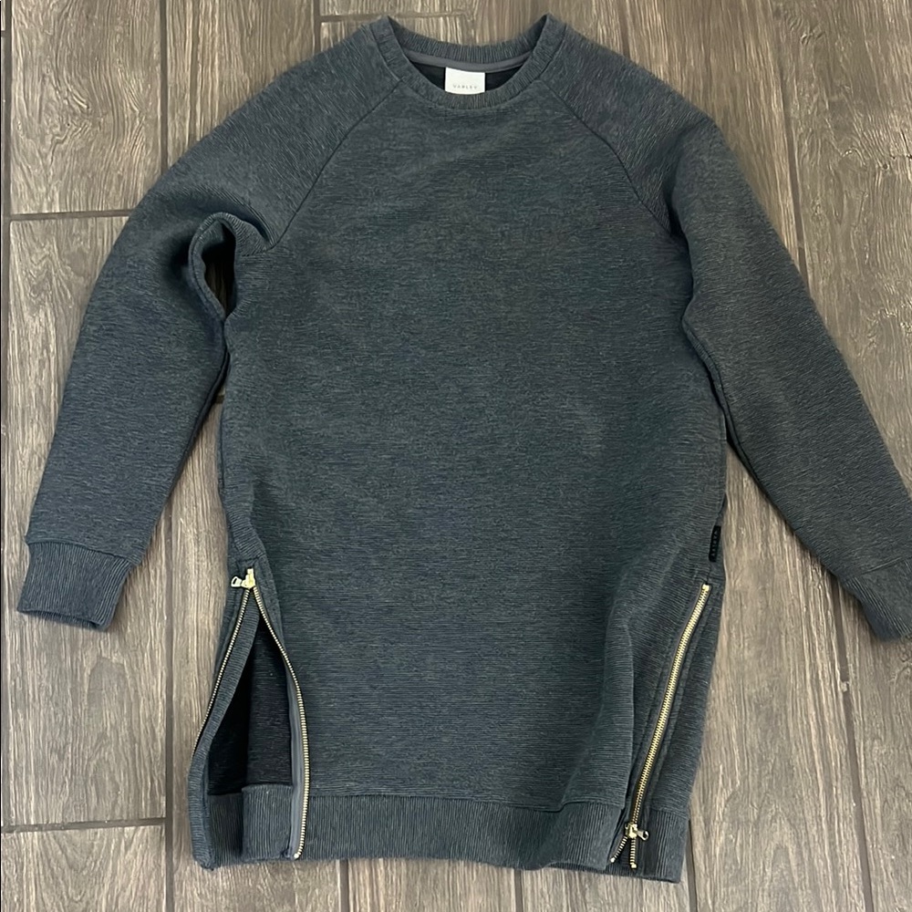 Women’s Gray Sweater Dress with Zipper Accents